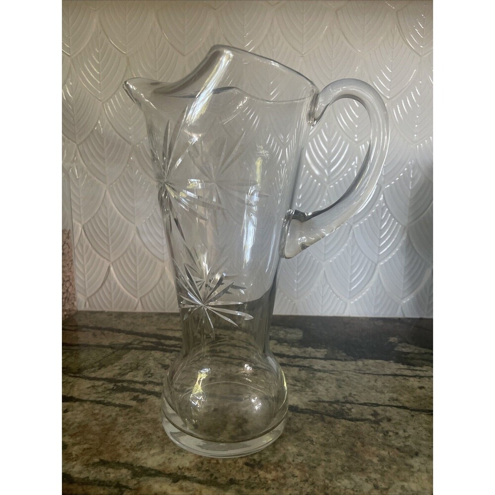 BARWARE  Martini Pitcher, Margarita Pitcher Hand Made Blown Cut Glass